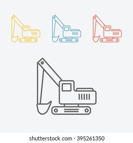 Transportation excavator line icon