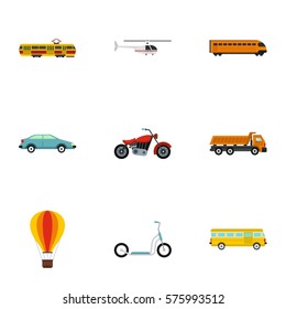 Transportation facilities icons set. Flat illustration of 9 transportation facilities vector icons for web