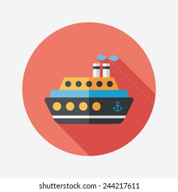 Transportation ferry flat icon with long shadow,eps10