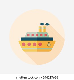 Transportation ferry flat icon with long shadow,eps10