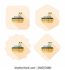 Transportation ferry flat icon with long shadow,eps10