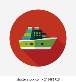 Transportation ferry flat icon with long shadow,eps10