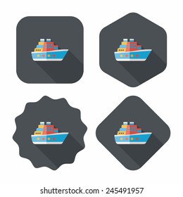 Transportation ferry flat icon with long shadow,eps10