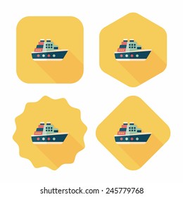 Transportation ferry flat icon with long shadow,eps10