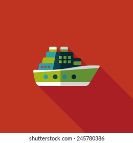 Transportation ferry flat icon with long shadow,eps10