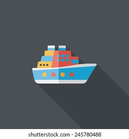 Transportation ferry flat icon with long shadow,eps10