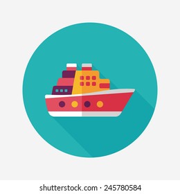 Transportation ferry flat icon with long shadow,eps10