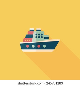 Transportation ferry flat icon with long shadow,eps10