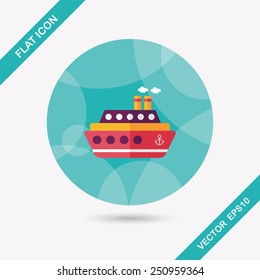 Transportation ferry flat icon with long shadow,eps10