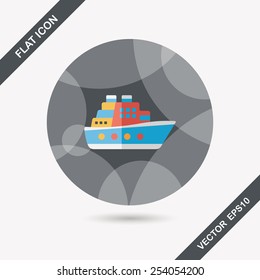 Transportation ferry flat icon with long shadow,eps10
