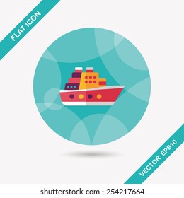 Transportation ferry flat icon with long shadow,eps10