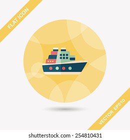 Transportation ferry flat icon with long shadow,eps10