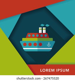 Transportation ferry flat icon with long shadow,eps10