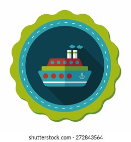 Transportation ferry flat icon with long shadow,eps10