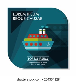 Transportation ferry flat icon with long shadow,eps10