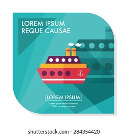 Transportation ferry flat icon with long shadow,eps10