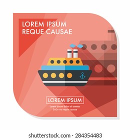 Transportation ferry flat icon with long shadow,eps10