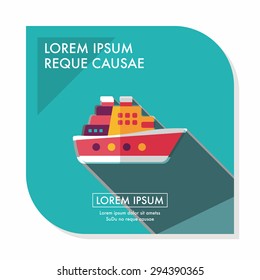 Transportation ferry flat icon with long shadow,eps10