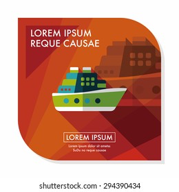 Transportation ferry flat icon with long shadow,eps10