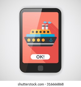Transportation ferry flat icon with long shadow,eps10