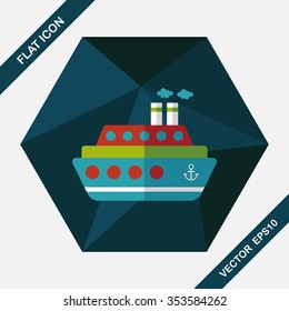 Transportation ferry flat icon with long shadow,eps10