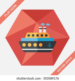 Transportation ferry flat icon with long shadow,eps10