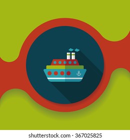 Transportation ferry flat icon with long shadow,eps10