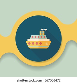 Transportation ferry flat icon with long shadow,eps10
