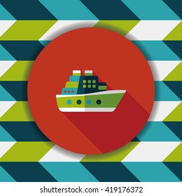 Transportation ferry flat icon with long shadow,eps10