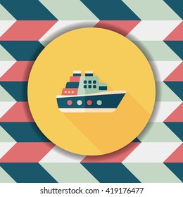 Transportation ferry flat icon with long shadow,eps10
