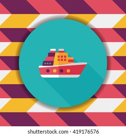 Transportation ferry flat icon with long shadow,eps10