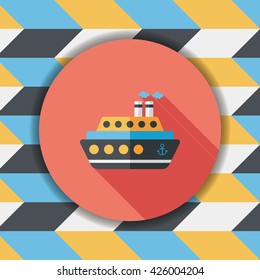 Transportation ferry flat icon with long shadow,eps10