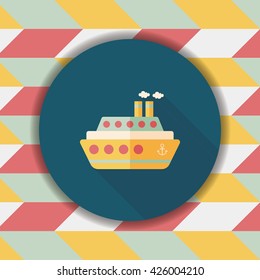 Transportation ferry flat icon with long shadow,eps10