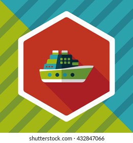 Transportation ferry flat icon with long shadow,eps10
