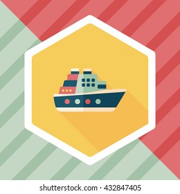 Transportation ferry flat icon with long shadow,eps10