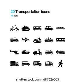 Transportation Fill Vector Icons