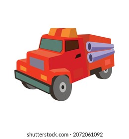 Transportation Fire truck flat icon with vector illustration