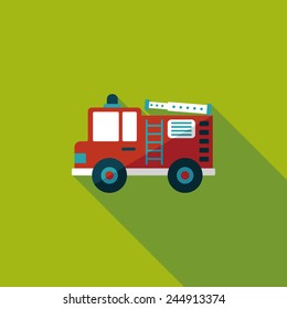 Transportation Fire truck flat icon with long shadow,eps10
