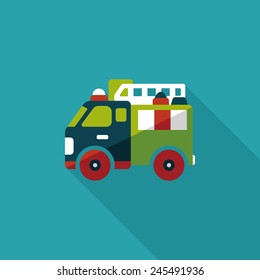 Transportation Fire truck flat icon with long shadow,eps10