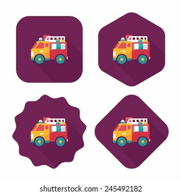 Transportation Fire truck flat icon with long shadow,eps10