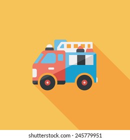 Transportation Fire truck flat icon with long shadow,eps10