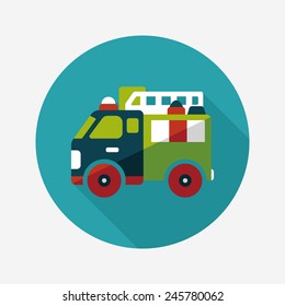Transportation Fire truck flat icon with long shadow,eps10