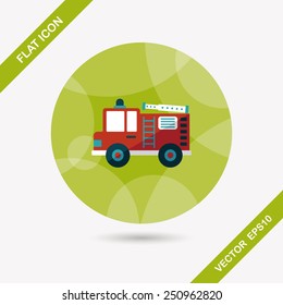 Transportation Fire truck flat icon with long shadow,eps10