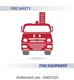 Transportation Fire truck flat icon with shadow. Vector illustration