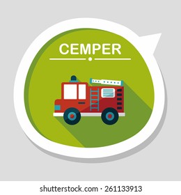 Transportation Fire truck flat icon with long shadow,eps10