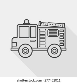Transportation Fire truck flat icon with long shadow, line icon