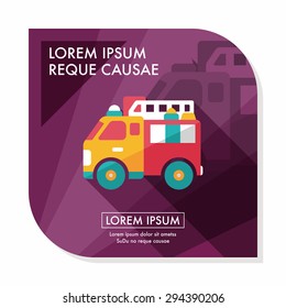 Transportation Fire truck flat icon with long shadow,eps10
