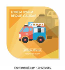Transportation Fire truck flat icon with long shadow,eps10
