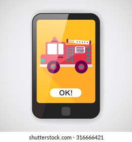 Transportation Fire truck flat icon with long shadow,eps10