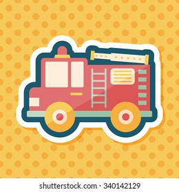 Transportation Fire truck flat icon with long shadow,eps10